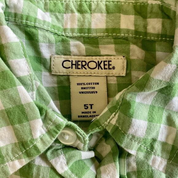 Cherokee Gingham Print Button Down - Picture 3 of 5
